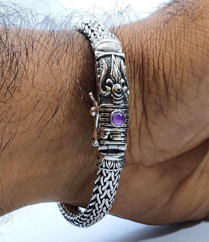 10 mm men silver bracelet, sterling silver chain, Custom engraving