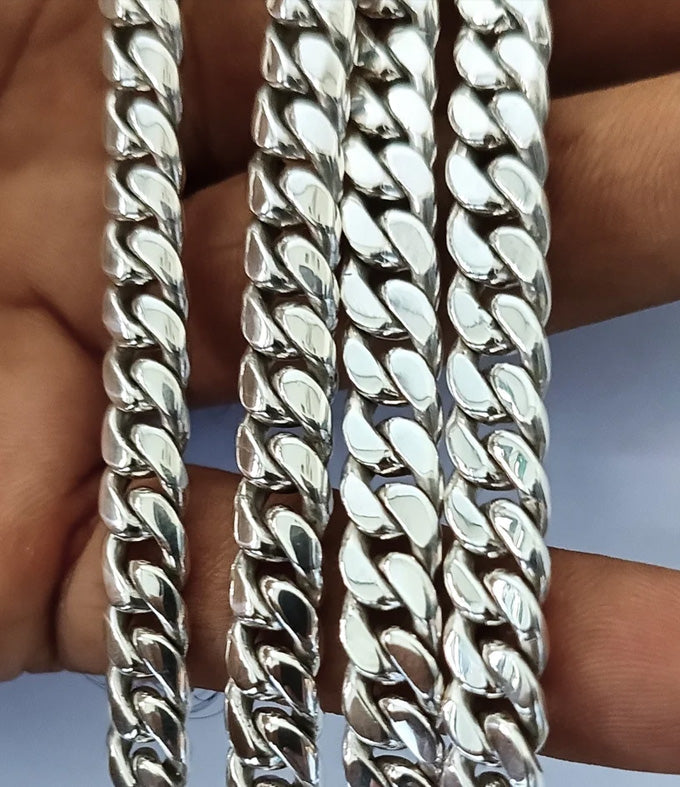 12 mm Men's 999 Pure Silver Curb Chain Necklace - Bali Handmade