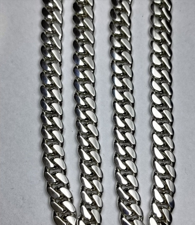 14 mm Curb Chain Necklace, Handmade 999 Pure Silver, Men's Jewelry