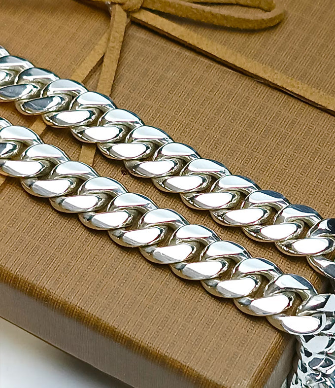 14 mm Curb chains, 999 silver chain, Men's silver Necklace