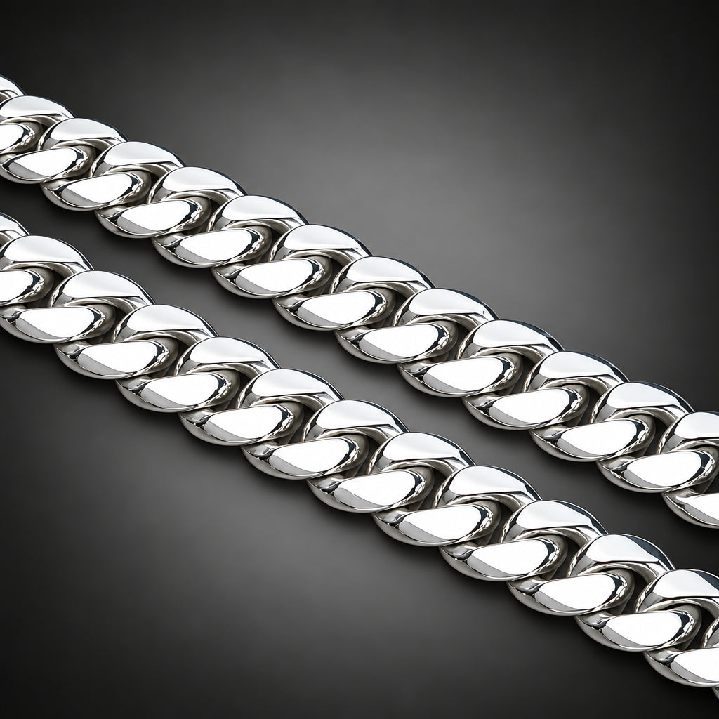 Men's 14mm Heavy 999 Pure Silver Curb Chain Necklace