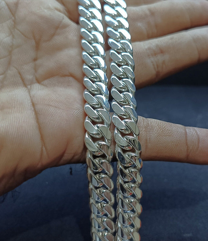 14 mm Curb chains, 999 silver chain, Men's silver Necklace