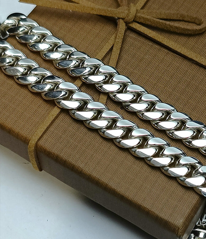 14 mm Curb chains, 999 silver chain, Men's silver Necklace