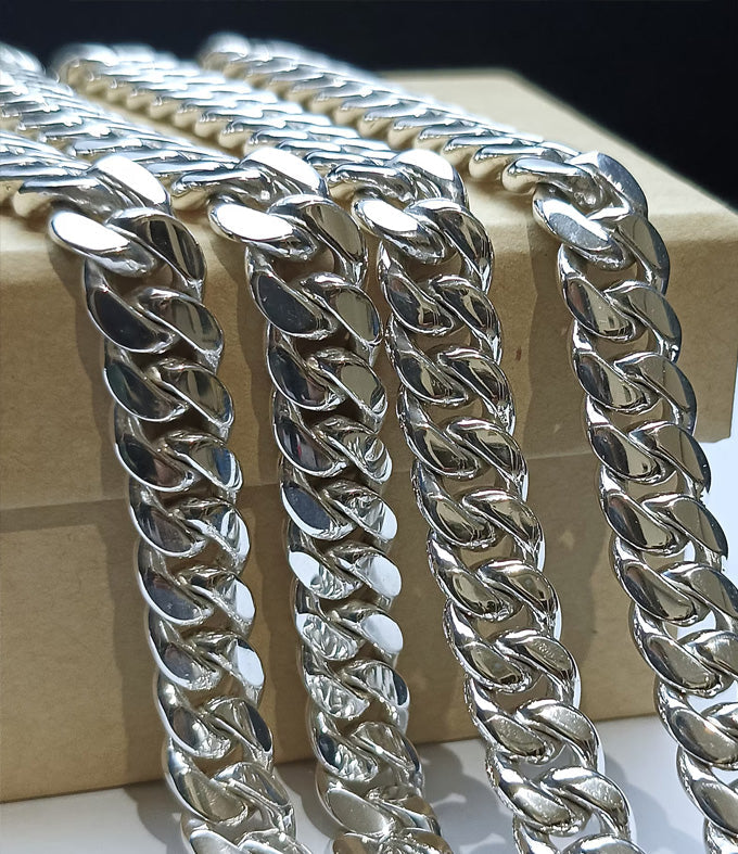 14 mm Curb chains, 999 silver chain, Men's silver Necklace