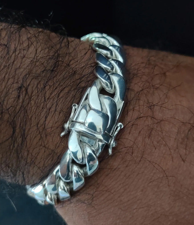 14 mm Curb chains, 999 silver chain, Mens silver Bracelet