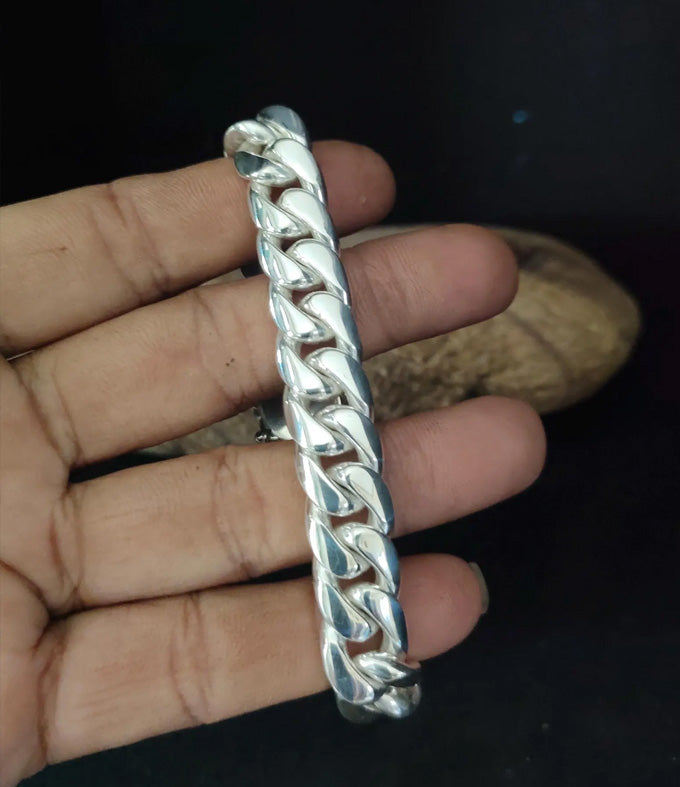 14 mm Curb chains, 999 silver chain, Mens silver Bracelet