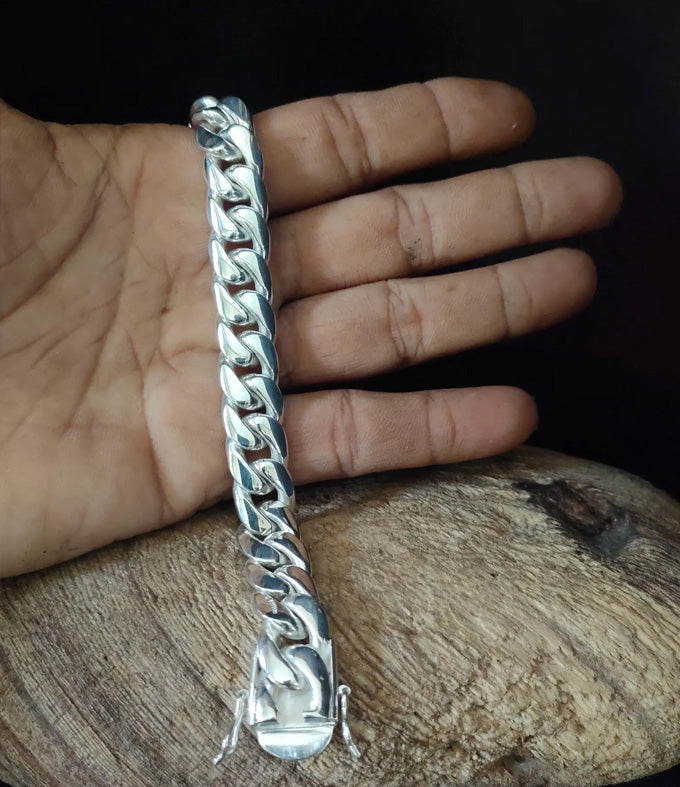 14 mm Curb chains, 999 silver chain, Mens silver Bracelet