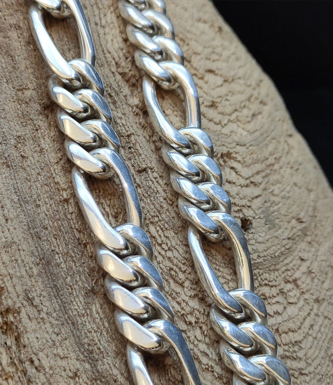 14mm 999 Solid Silver Figaro Chain Necklace - Handmade Bali Design