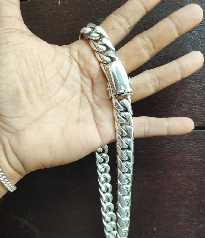 16mm Curb Chain Necklace: Handmade 999 Solid Silver Bali Chain