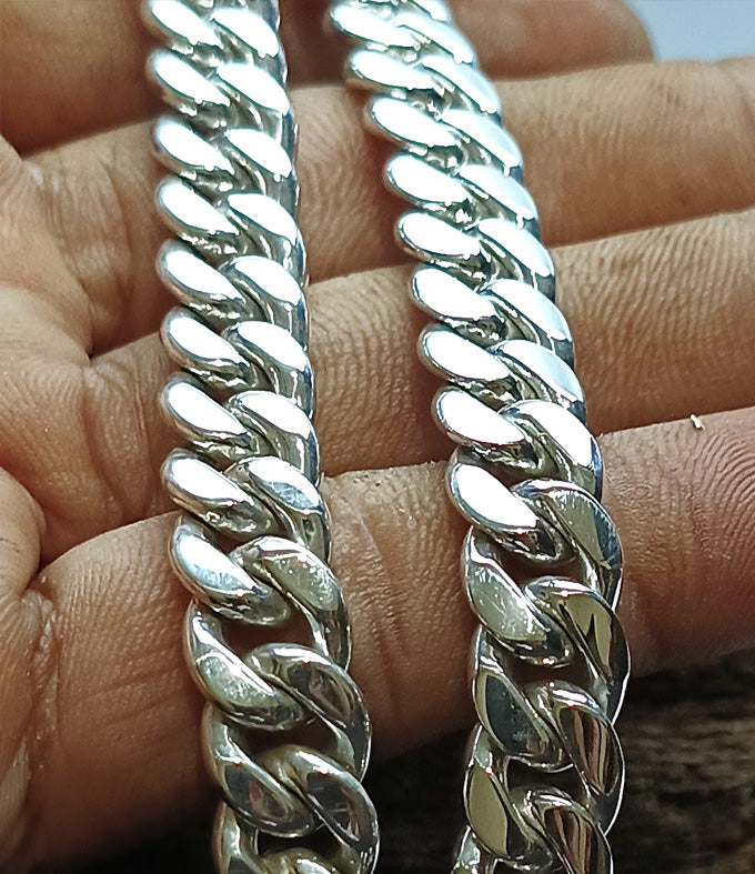 16mm Curb Chain Necklace: Handmade 999 Solid Silver Bali Chain