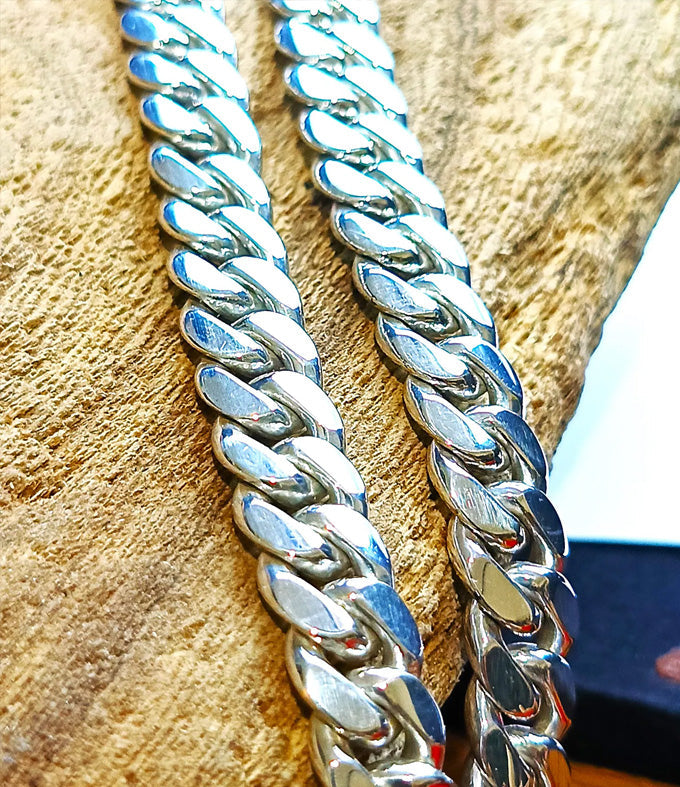 16mm Curb Chain Necklace: Handmade 999 Solid Silver Bali Chain