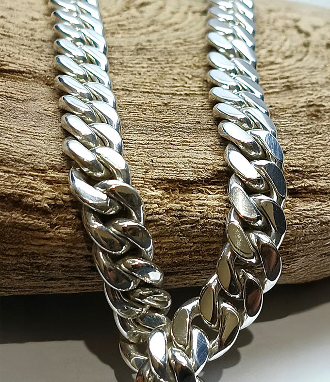 16mm Curb Chain Necklace: Handmade 999 Solid Silver Bali Chain