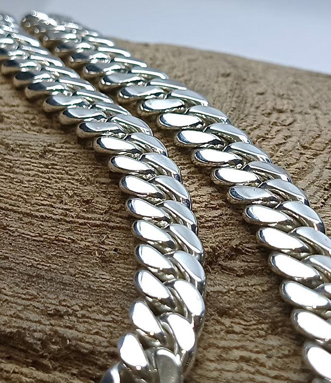16mm Curb Chain Necklace: Handmade 999 Solid Silver Bali Chain