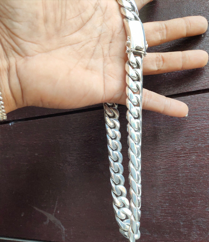 16mm Curb Chain Necklace: Handmade 999 Solid Silver Bali Chain