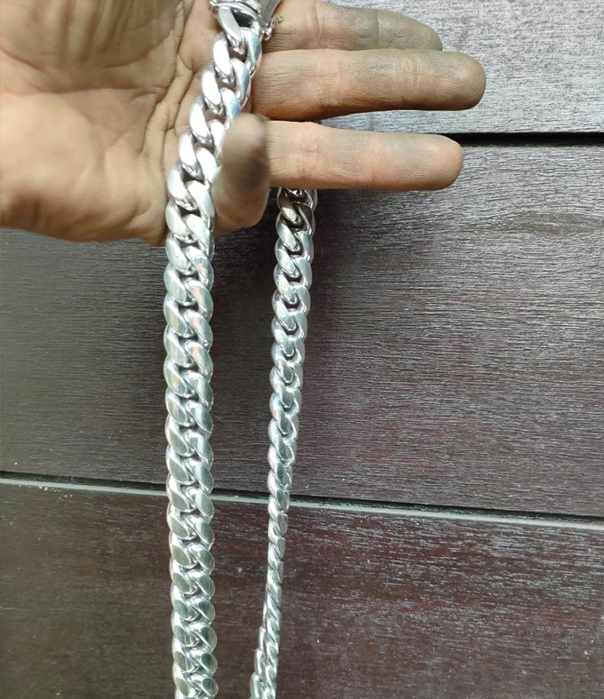 16mm Curb Chain Necklace: Handmade 999 Solid Silver Bali Chain