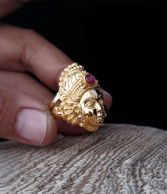 18k Gold plating, Goddess ring, Hindu goddess, gifts jewelry.