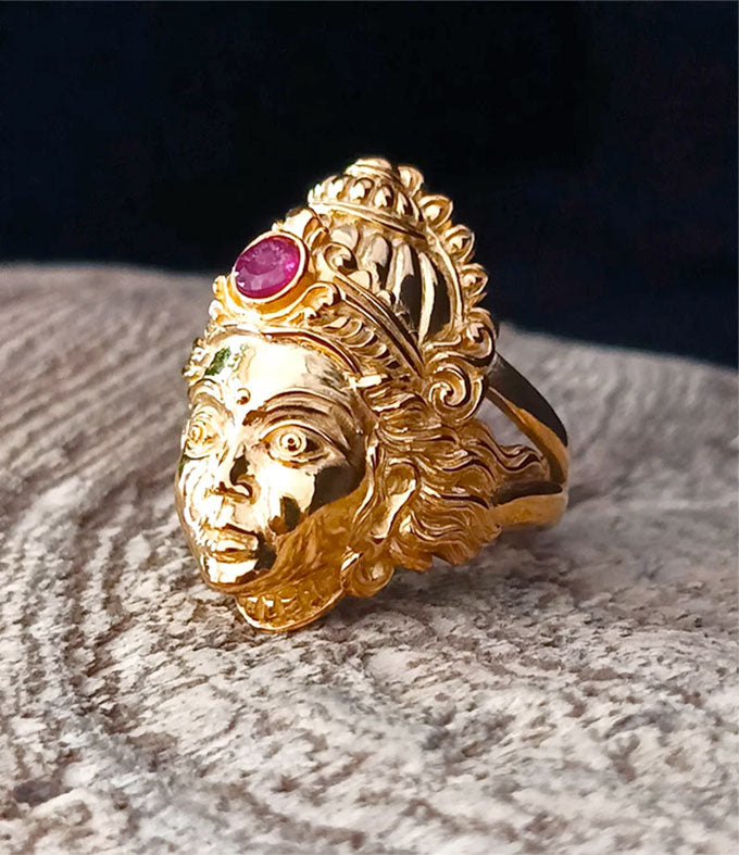 18k Gold plating, Goddess ring, Hindu goddess, gifts jewelry.