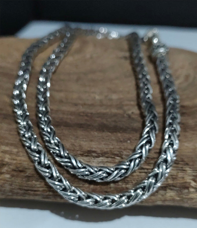 5mm 999 Pure Silver Foxtail Chain - Bali Silver Necklace