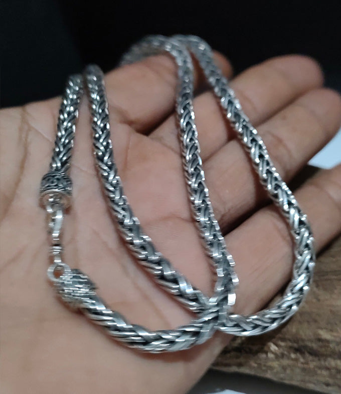 5mm 999 Pure Silver Foxtail Chain - Bali Silver Necklace