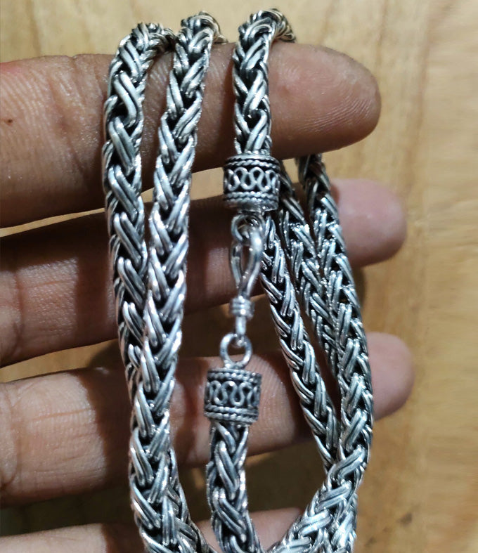 5mm 999 Pure Silver Foxtail Chain - Bali Silver Necklace