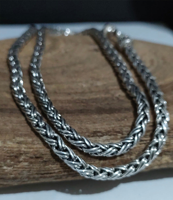 5mm 999 Pure Silver Foxtail Chain - Bali Silver Necklace