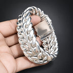 30mm Heavy 999 Pure Silver Curb Chain Bracelet for Men