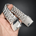 30mm Heavy 999 Pure Silver Curb Chain Bracelet for Men
