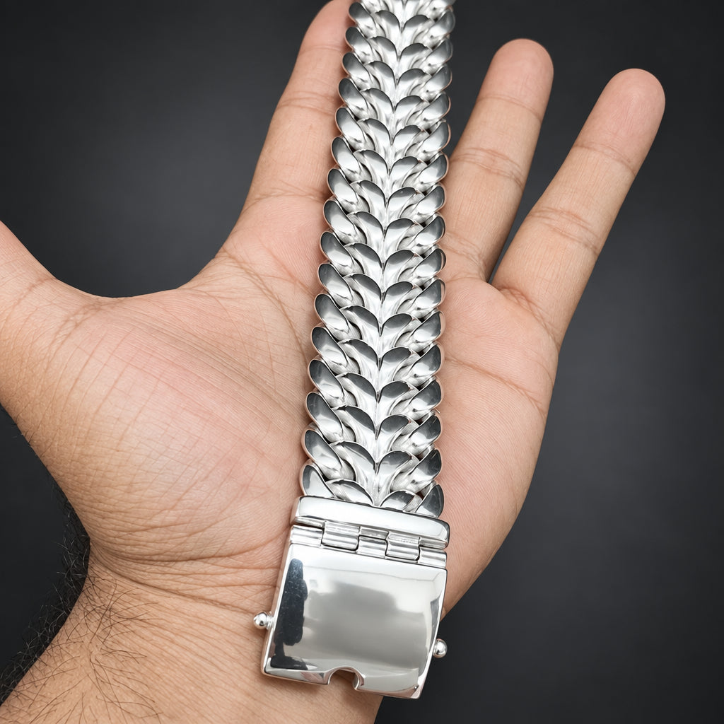 30mm Heavy 999 Pure Silver Curb Chain Bracelet for Men