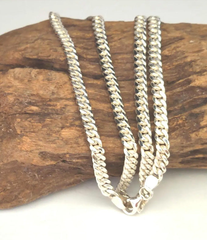 999 Pure Silver Curb Chain Necklace - 5 mm gift jewelry