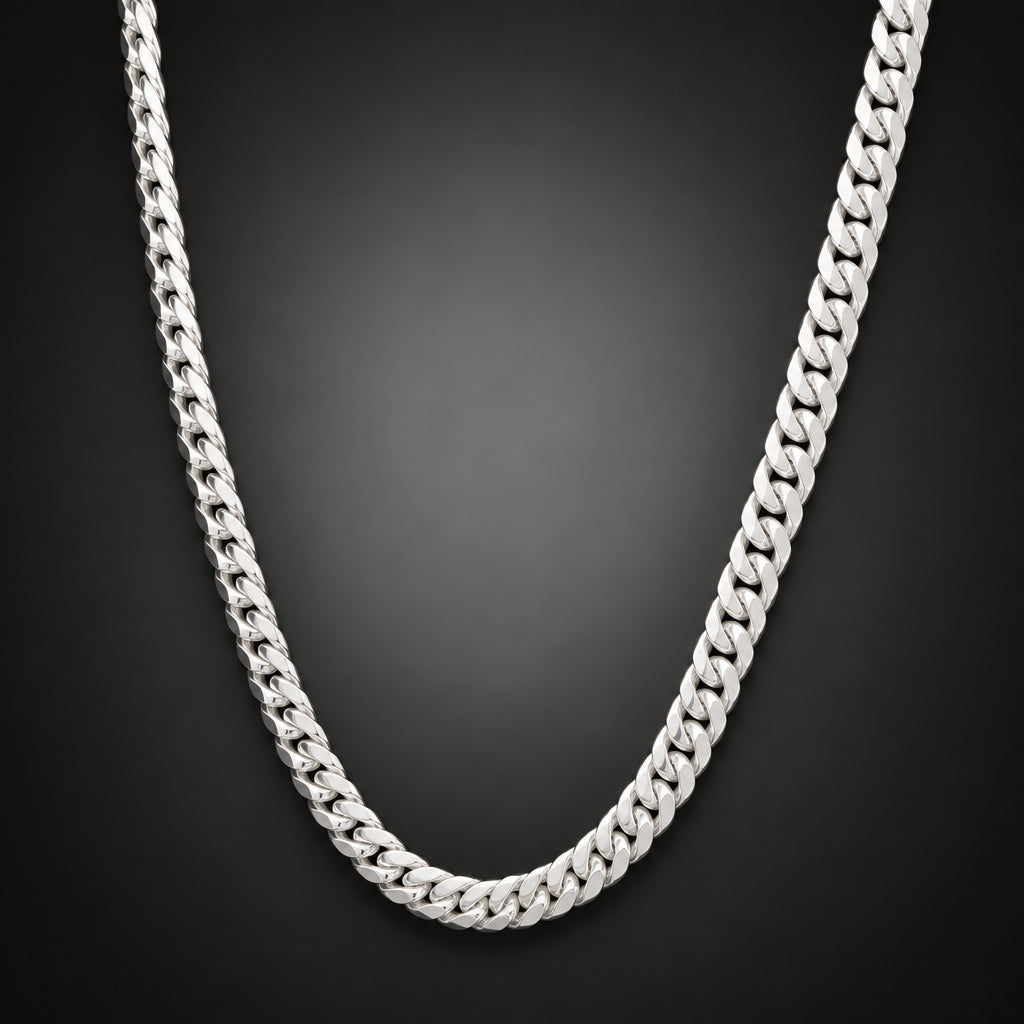 999 Pure Silver Curb Chain Necklace, 5mm Handmade