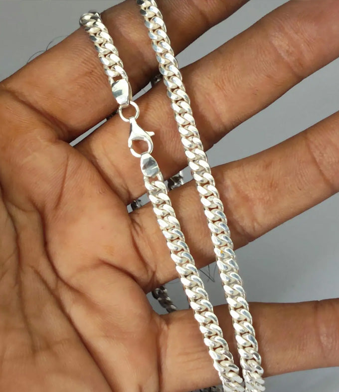 999 Pure Silver Curb Chain Necklace - 5 mm gift jewelry