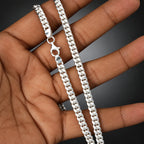 999 Pure Silver Curb Chain Necklace, 5mm Handmade