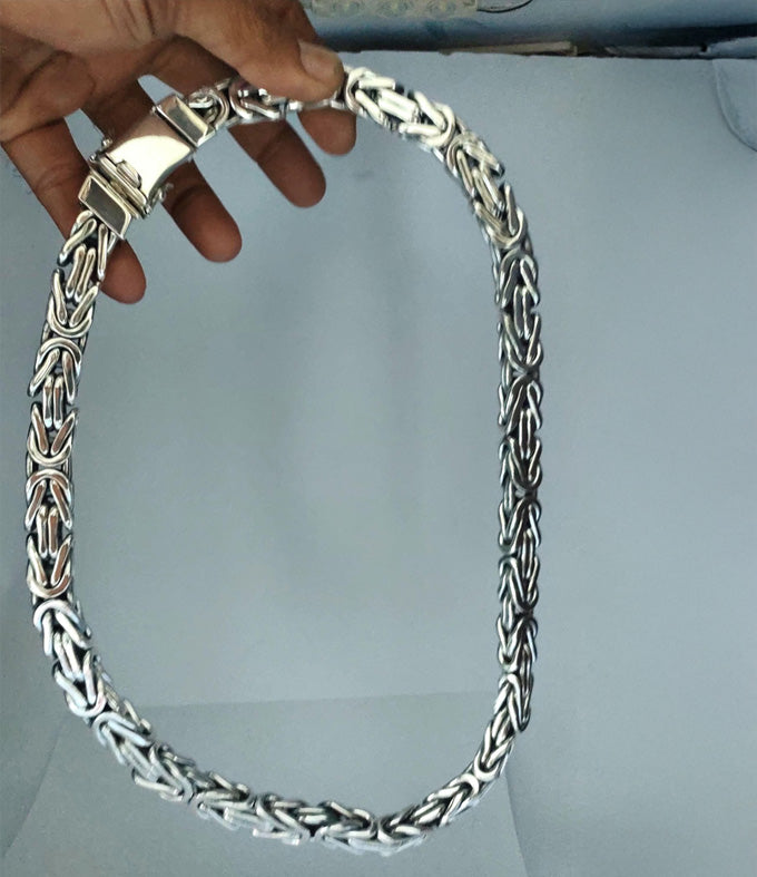 999 Silver Byzantine Necklace, Chunky Handmade Men's Chain