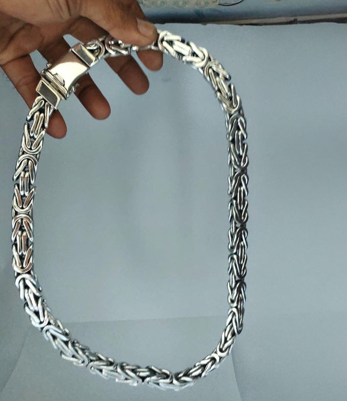 999 Silver Byzantine Necklace, Chunky Handmade Men's Chain