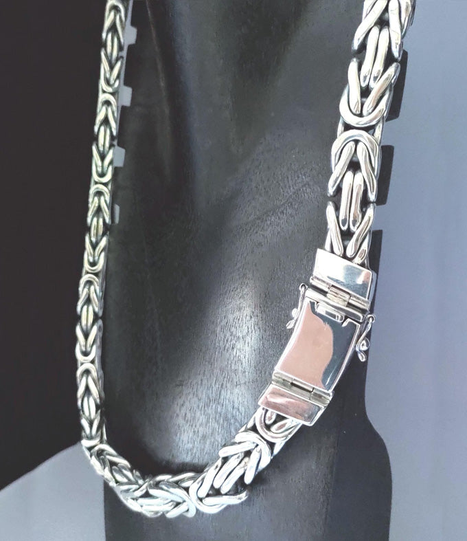 999 Silver Byzantine Necklace, Chunky Handmade Men's Chain