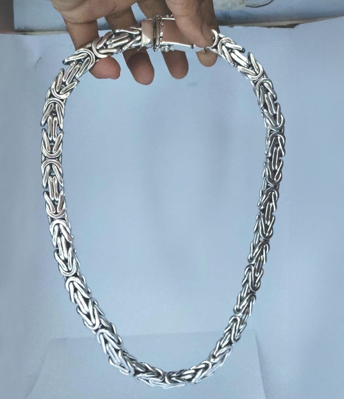 999 Silver Byzantine Necklace, Chunky Handmade Men's Chain