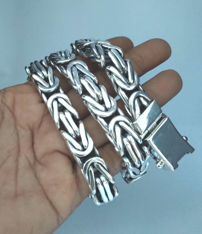 999 Silver Byzantine Necklace, Chunky Handmade Men's Chain
