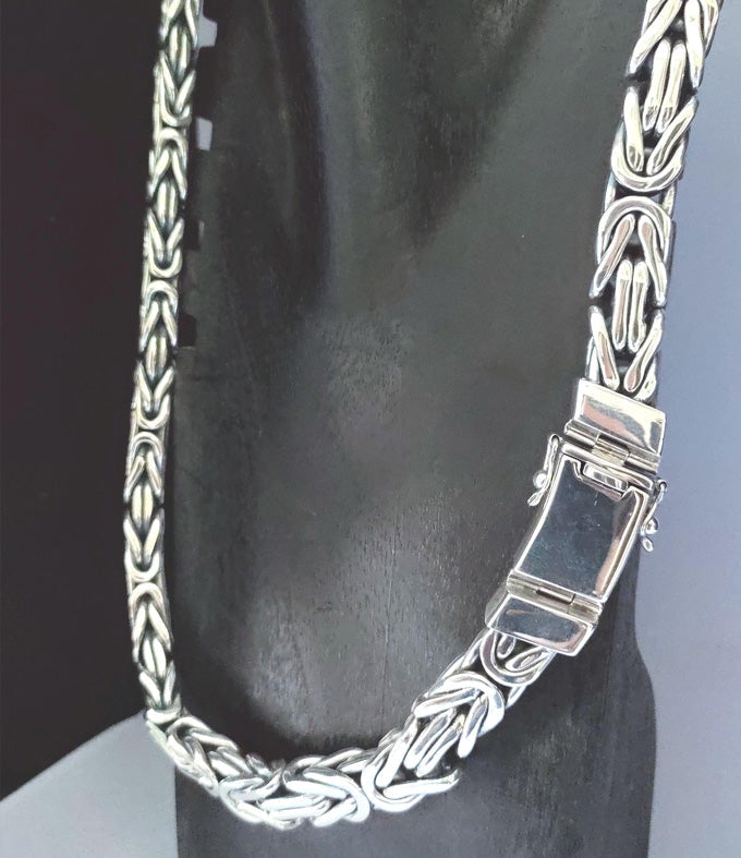 999 Silver Byzantine Necklace, Chunky Handmade Men's Chain
