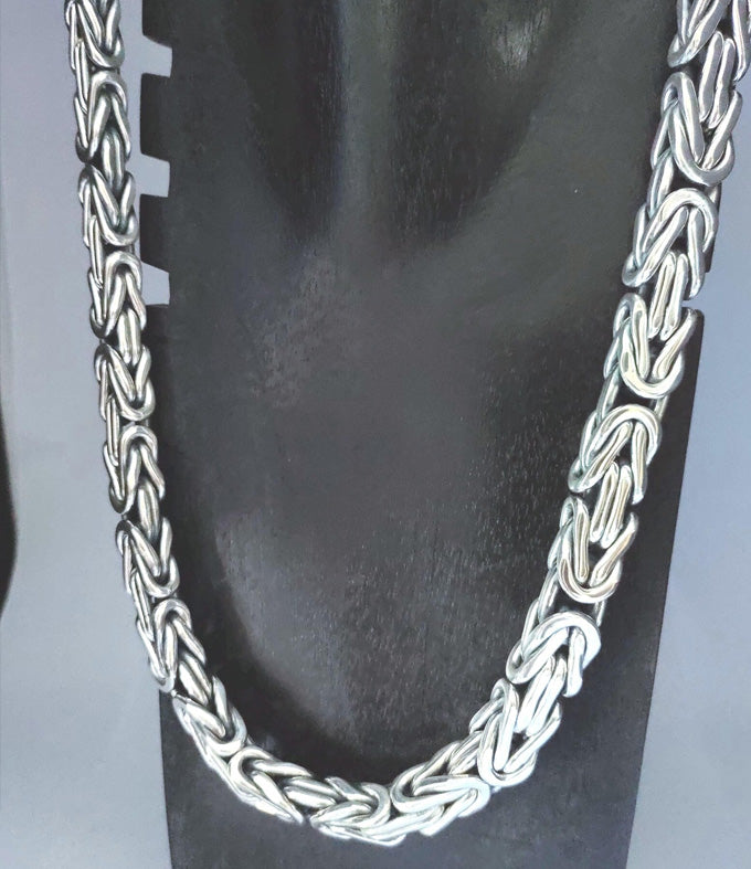 999 Silver Byzantine Necklace, Chunky Handmade Men's Chain