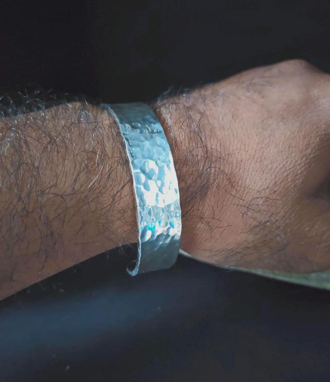 999 Silver Cuff Bracelet: Wide Handmade Bangle