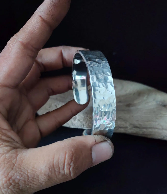 999 Silver Cuff Bracelet: Wide Handmade Bangle