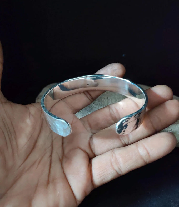 999 Silver Cuff Bracelet: Wide Handmade Bangle