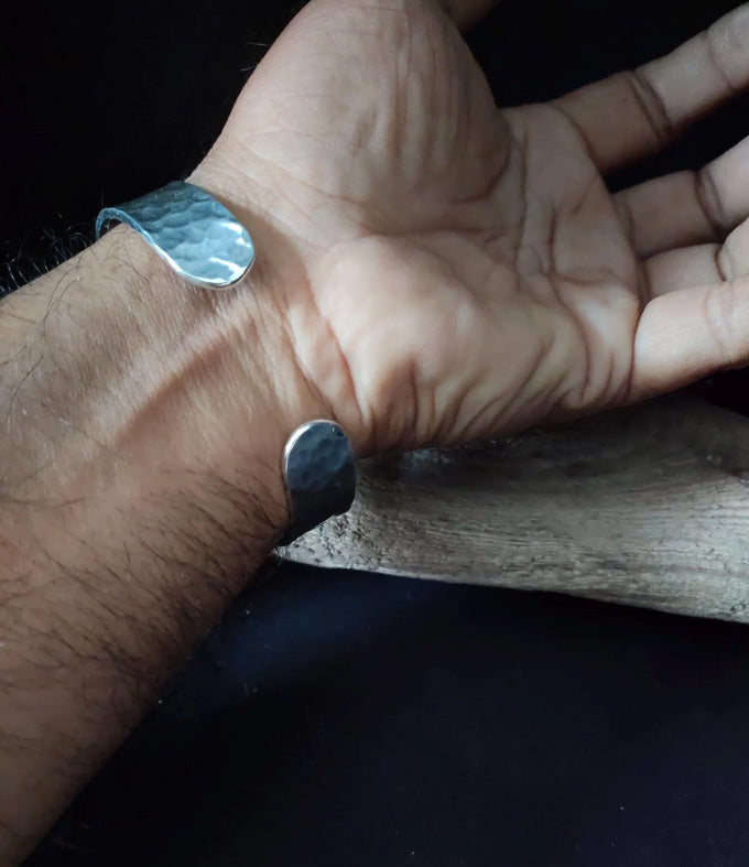 999 Silver Cuff Bracelet: Wide Handmade Bangle