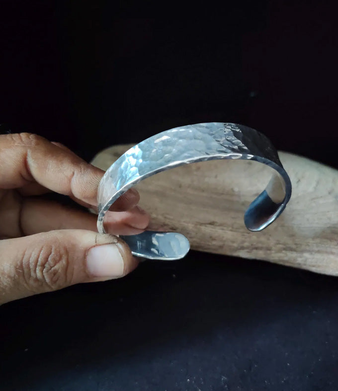 999 Silver Cuff Bracelet: Wide Handmade Bangle