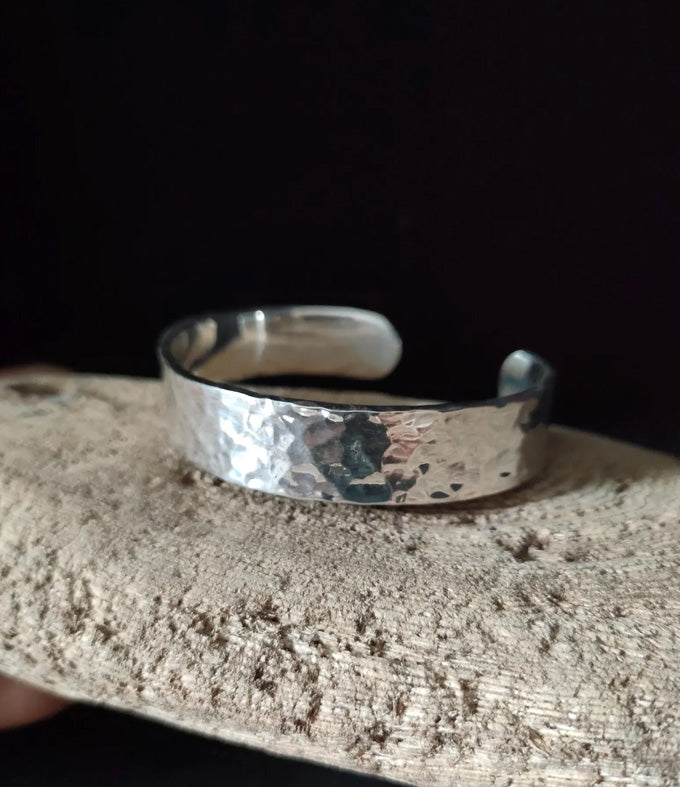 999 Silver Cuff Bracelet: Wide Handmade Bangle