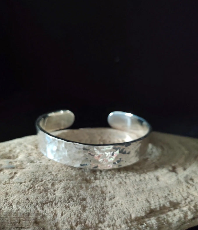 999 Silver Cuff Bracelet: Wide Handmade Bangle