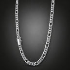 Men’s 999 Pure Silver Figaro Chain Necklace, 6mm