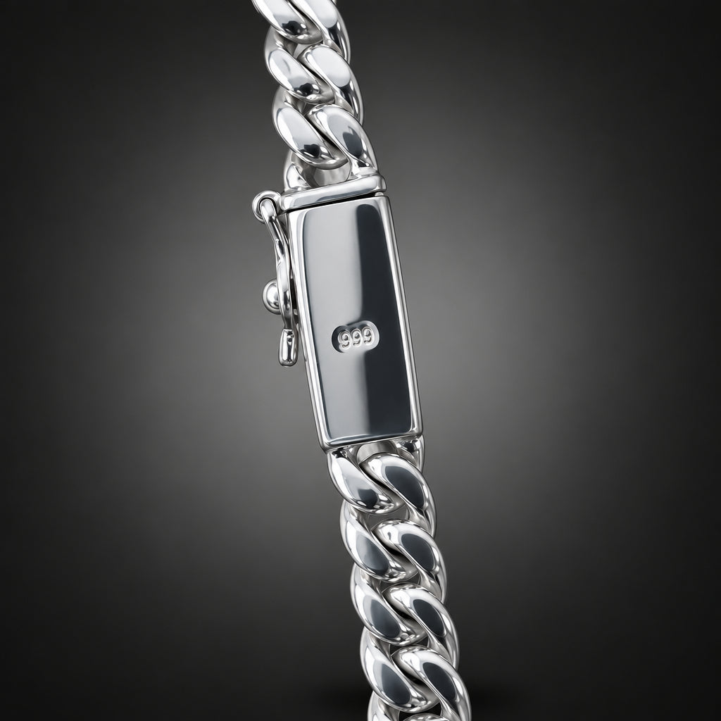 Men’s 999 Pure Silver Figaro Chain Necklace, 6mm