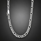 Men’s 999 Pure Silver Figaro Chain Necklace, 6mm