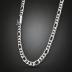 Men’s 999 Pure Silver Figaro Chain Necklace, 6mm